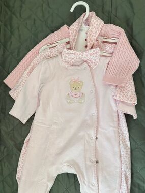 Little Me Pink Kids Sweater & Two Footies